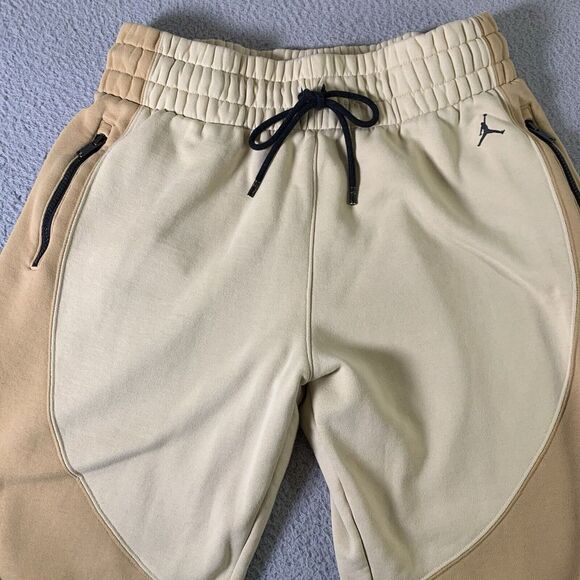 Air Jordan Jumpman Fleece Joggers Womens XL Tan Colorblock 26" Inseam Drawstring - Picture 3 of 14